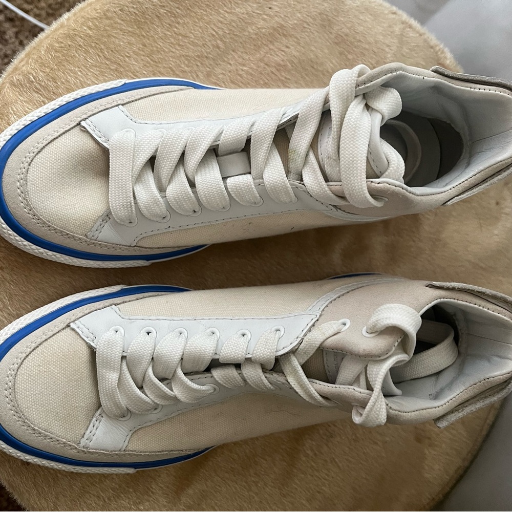 rag & bone Off-White and Blue High-Top Sneakers